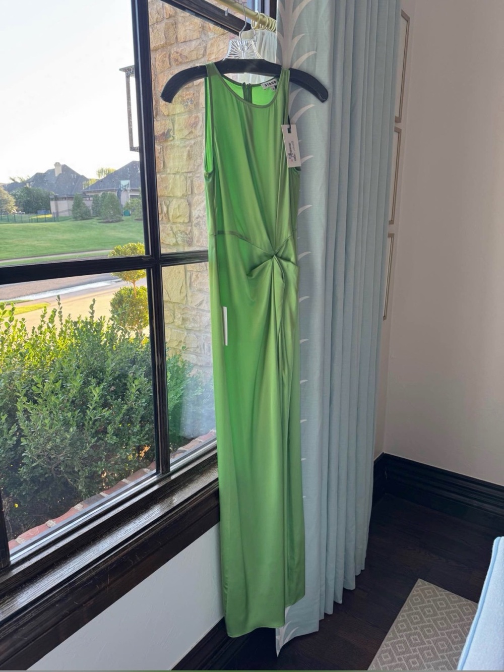 STAUD Kaelyn Silk Dress NWT (size 2, color SPROUT) - Picture 6 of 10